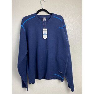 NEW Merrell Sustainable Merino Wool Blue Sweater Men size XL Crewneck Cozy knit
